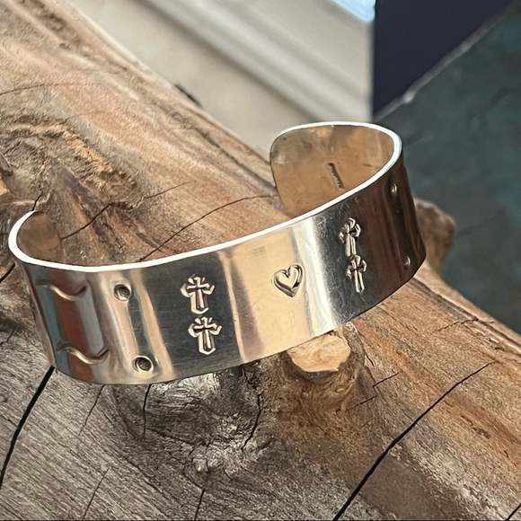 Vintage Sterling Silver Hand Stamped Cuff Bracelet - Picture 3 of 7